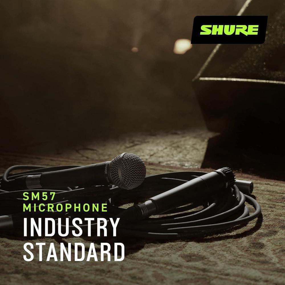 Micrófono cardioide dinámico Shure SM57-LC, Negro, 1.25 lbs, ideal para discursos y grabación de instrumentos musicales.