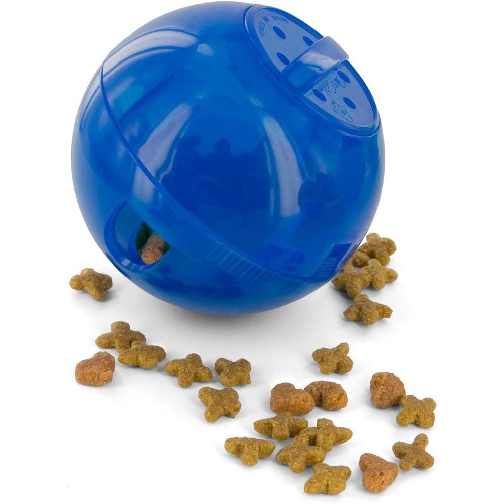 PetSafe Slimcat Feeder Ball - Interactive Game for Your Cat - Fill with Food and Treats - Blue