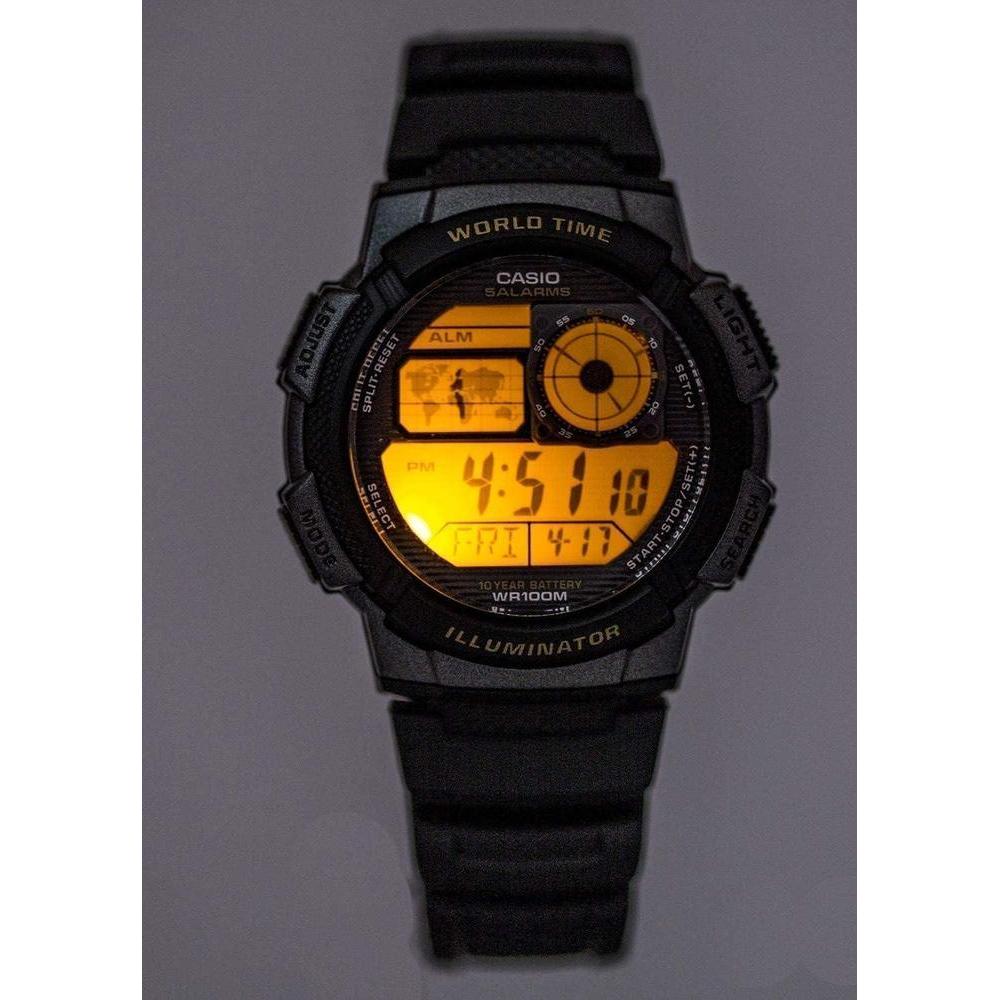 Reloj Digital Casio para Hombre con Alarmas Múltiples, Cronómetro, Temporizador y Mapa Mundial para Hora Mundial
