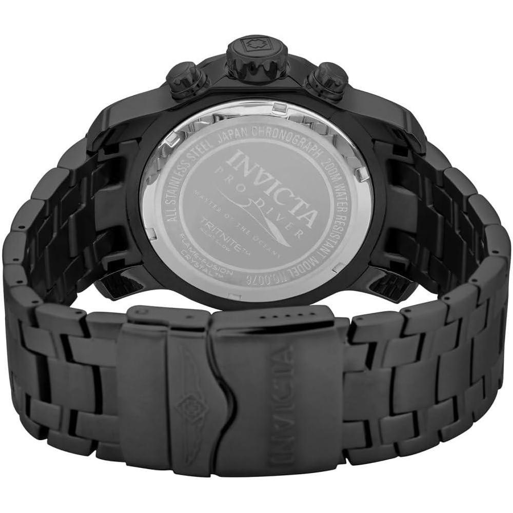 Reloj cronógrafo de cuarzo Invicta Pro Diver con correa de acero inoxidable plateado y esfera negra para hombre, modelo 0073