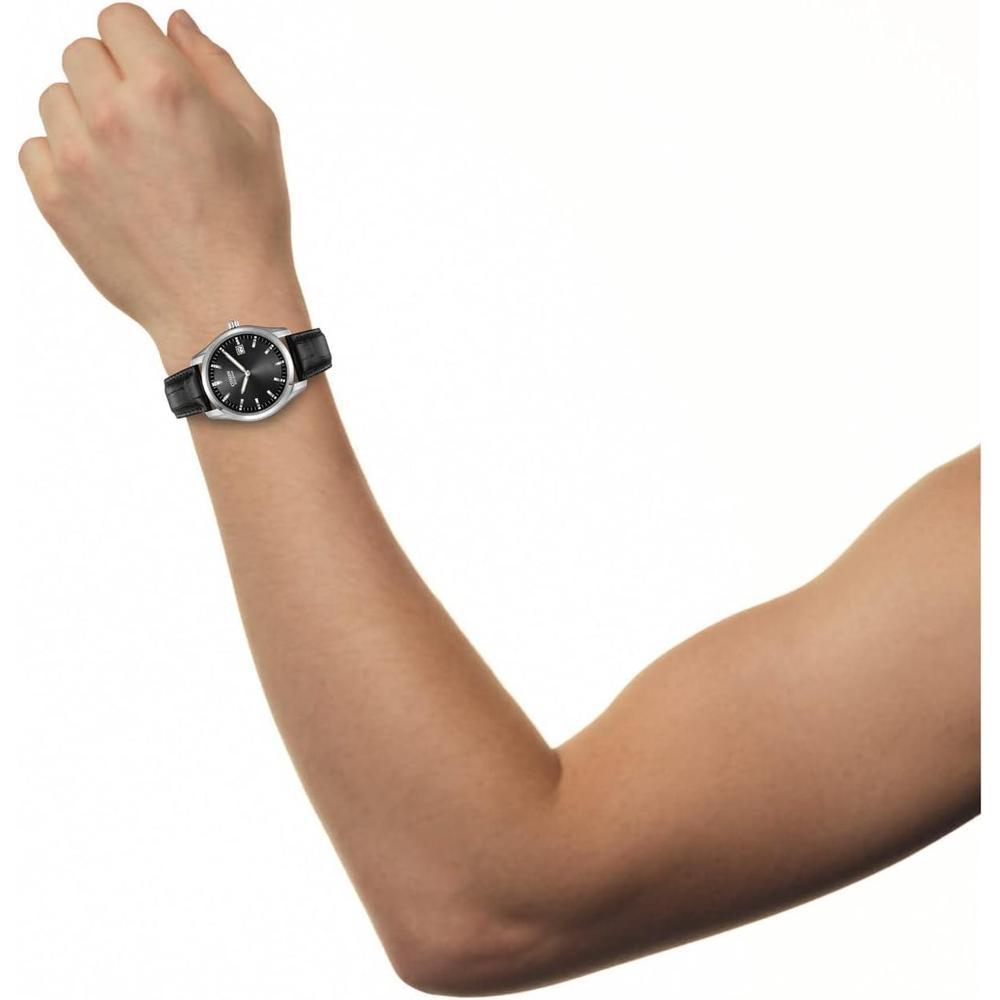 Reloj Citizen Eco-Drive para hombre, correa de cuero negro, caja de acero inoxidable, manos y marcadores luminosos, calendario, resistente al agua