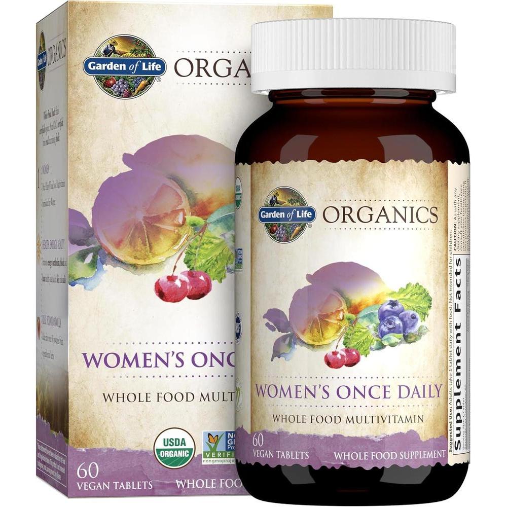 Garden of Life Multivitamínico orgánico para mujer - Suplemento diario completo con hierro, biotina, vegano, salud de piel, pelo y uñas