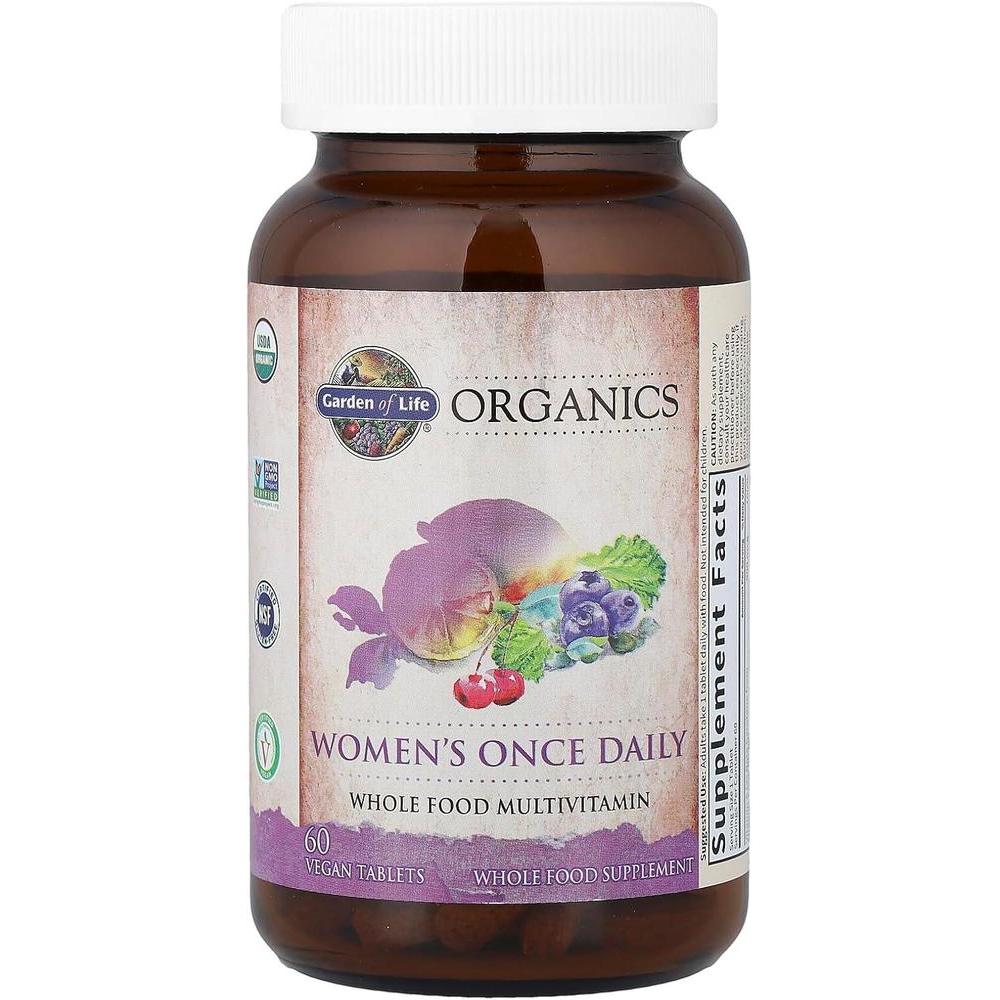 Garden of Life Multivitamínico orgánico para mujer - Suplemento diario completo con hierro, biotina, vegano, salud de piel, pelo y uñas