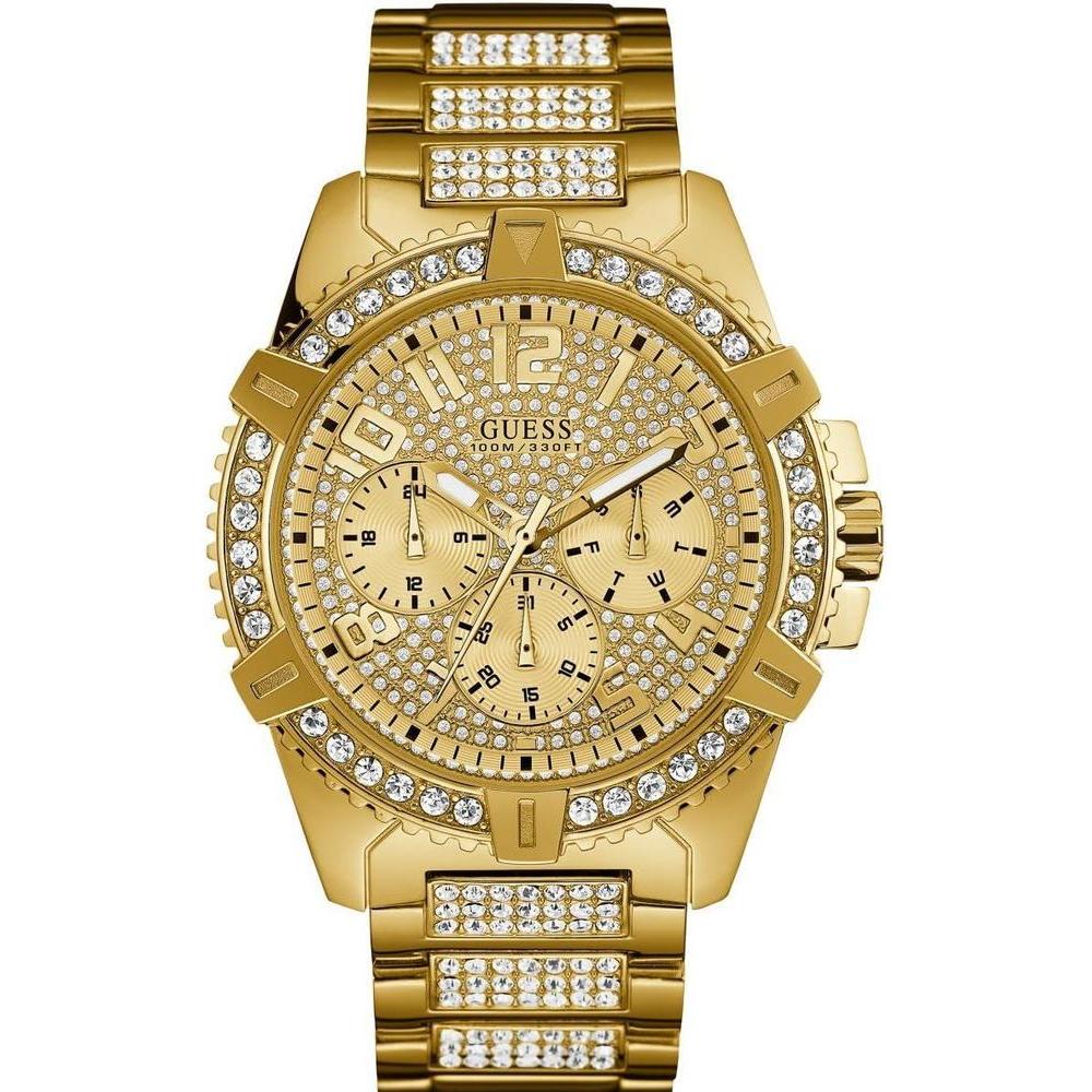 GUESS Stainless Steel Gold-Tone Crystal Embellished Bracelet Watch