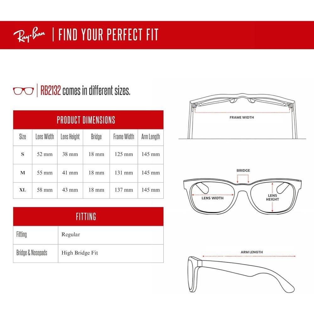 Ray-Ban RB2132 Wayfarer Lentes de Sol Cuadrados para Hombre y Mujer + Kit de Cuidado de Lentes iWear