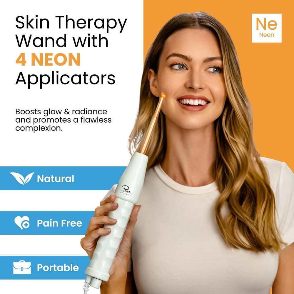 NuDerma - Máquina portátil de terapia de piel con aplicadores de neón, antienvejecimiento y estimulador de cabello y cuero cabelludo