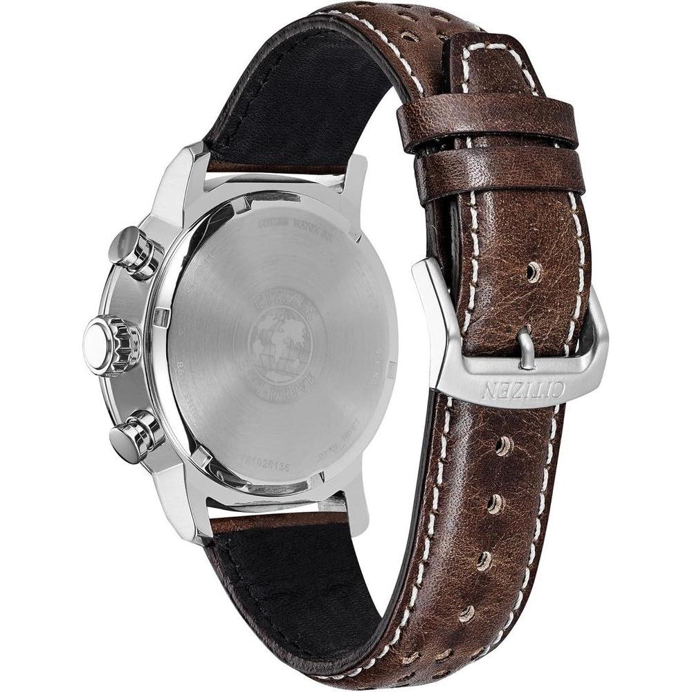 Reloj Citizen Eco-Drive Weekender Brycen cronógrafo con caja de acero inoxidable y correa de cuero marrón