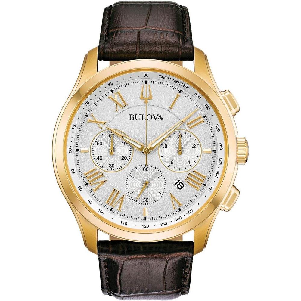 Bulova Men's Classic Wilton Brown Leather Strap Watch | 46.5mm | 97B169