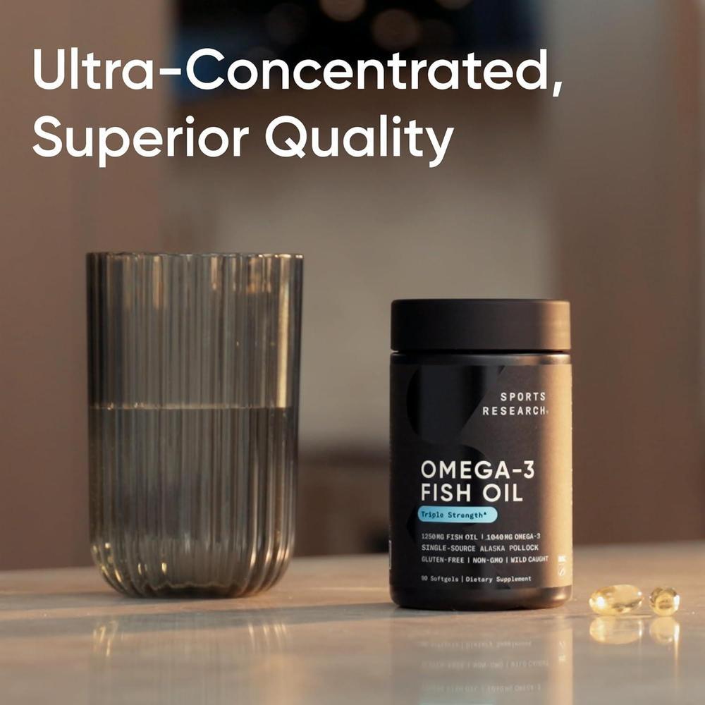 Omega-3 Aceite de Pescado Suplemento Triple Fuerza de Pollock de Alaska Libre de GMO y Soja 90 Cápsulas