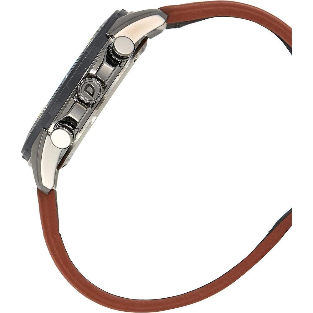 Reloj cronógrafo Citizen Eco-Drive para hombre, acero inoxidable IP negro, correa de cuero marrón, esfera negra