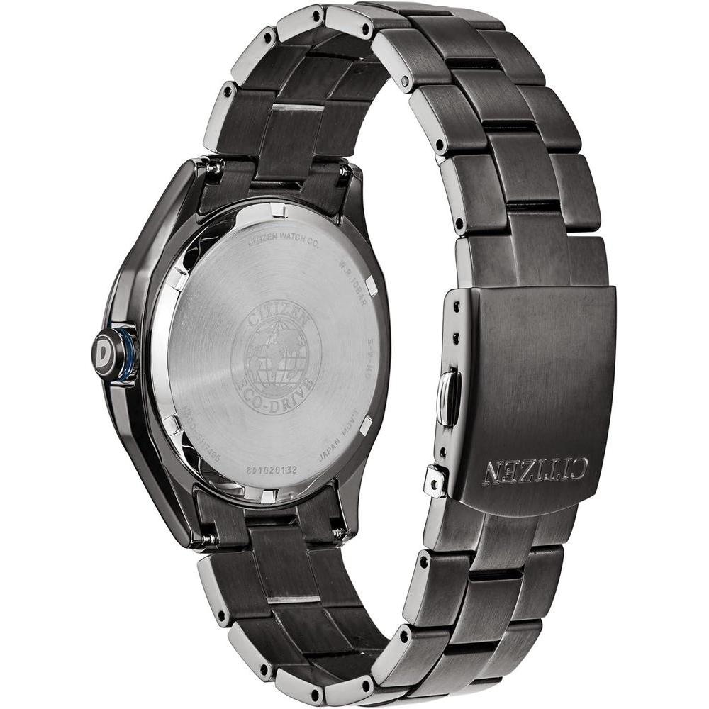 Citizen Reloj Eco-Drive Weekender para hombre en acero inoxidable IP negro, esfera azul, modelo AW1147-52L