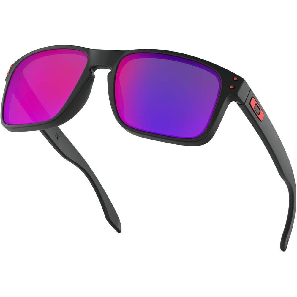 Oakley Holbrook Sunglasses (Matte Black Frame, Positive Red Iridium Lens) with Lens Cleaning Kit and Country Flag Microbag