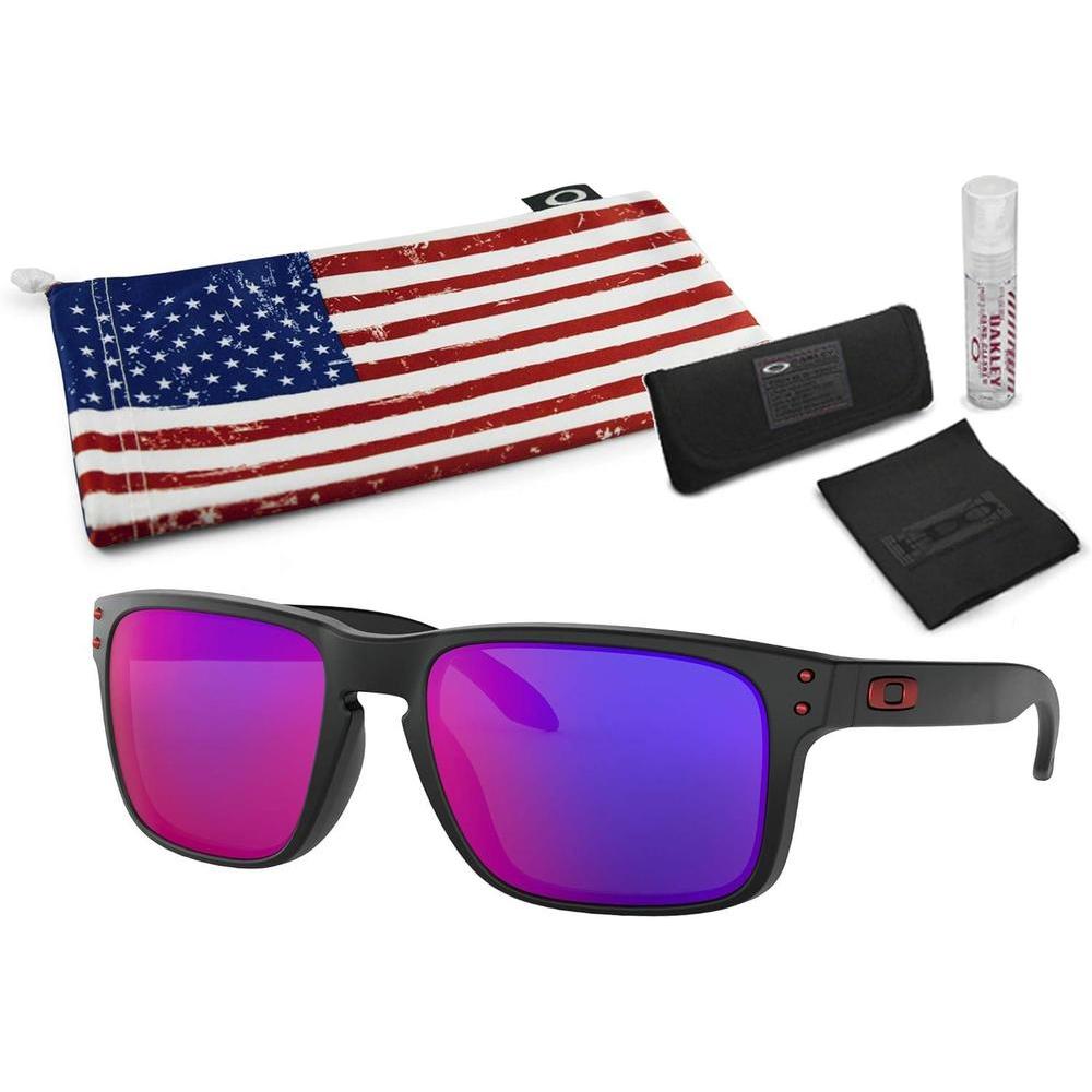 Oakley Holbrook Gafas de sol, montura negra mate, lente iridio rojo positivo con kit de limpieza de lentes y microbolsa