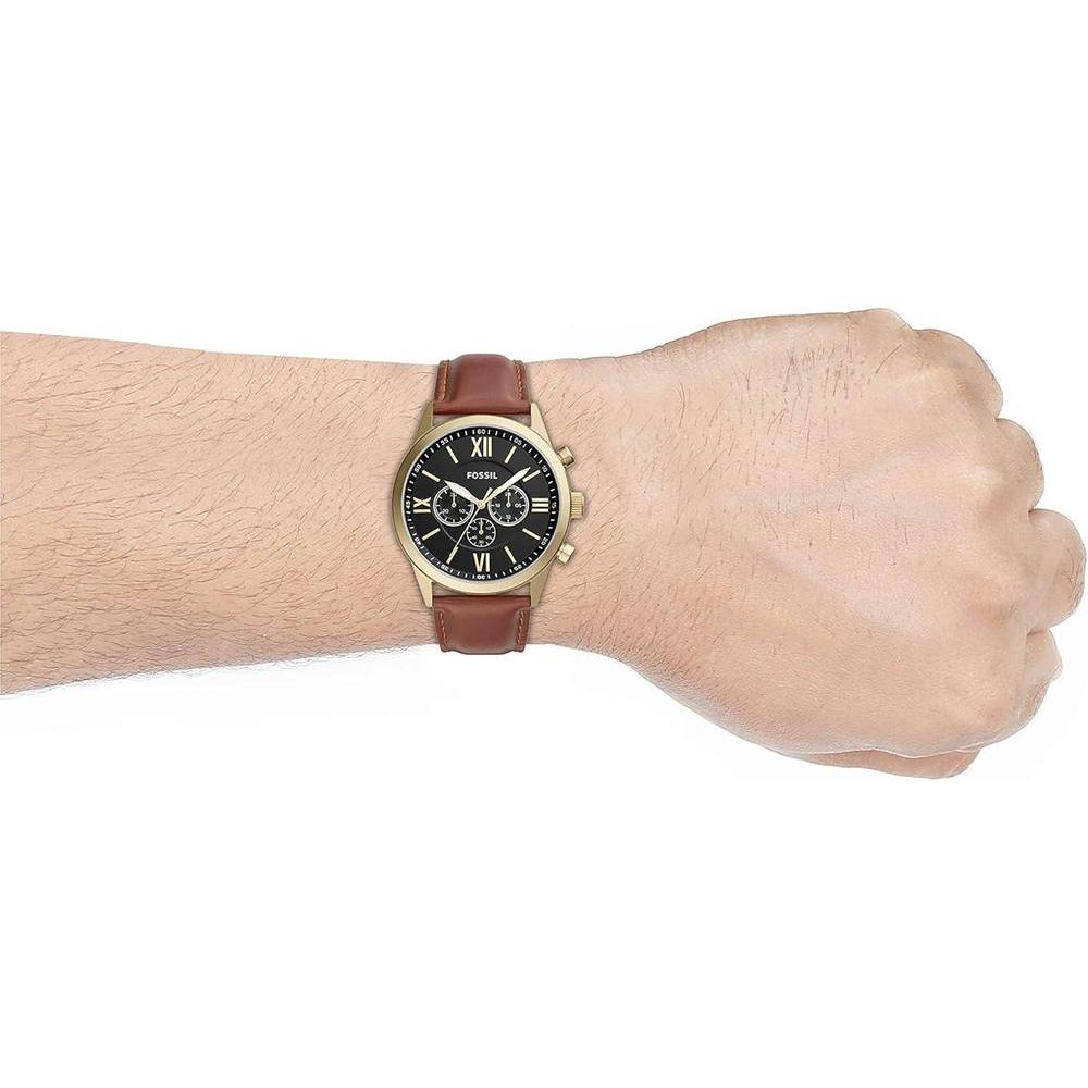 Flynn Cronógrafo con correa marrón y diseño moderno de Fossil, estilo elegante y resistente al agua