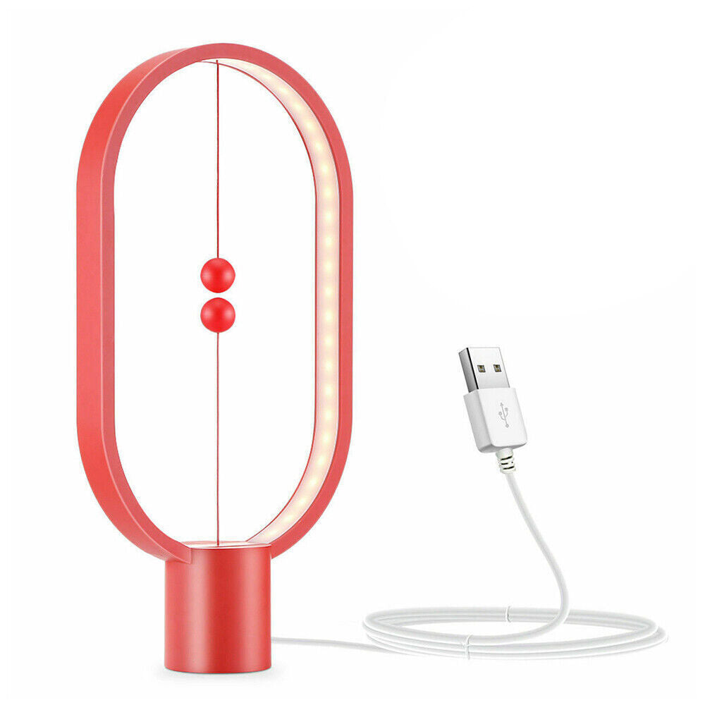 Xhope Balance Lamp Gift, Bedside Table Lamp with Touch Dimmer,6 Level Brightness Nightstand Lamps, Rechargered LED Night Light for Bedroom,Office,College Dorm Room (Red)