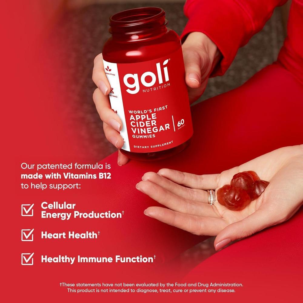 Goli Gummies de Vinagre de Manzana con Vitamina B12, Remolacha y Granada - Veganas y Gluten-Free, 60 gomitas