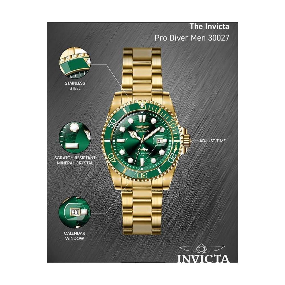 Invicta Reloj de cuarzo Pro Diver para hombre en color dorado, color oro con función de buceo eficiente