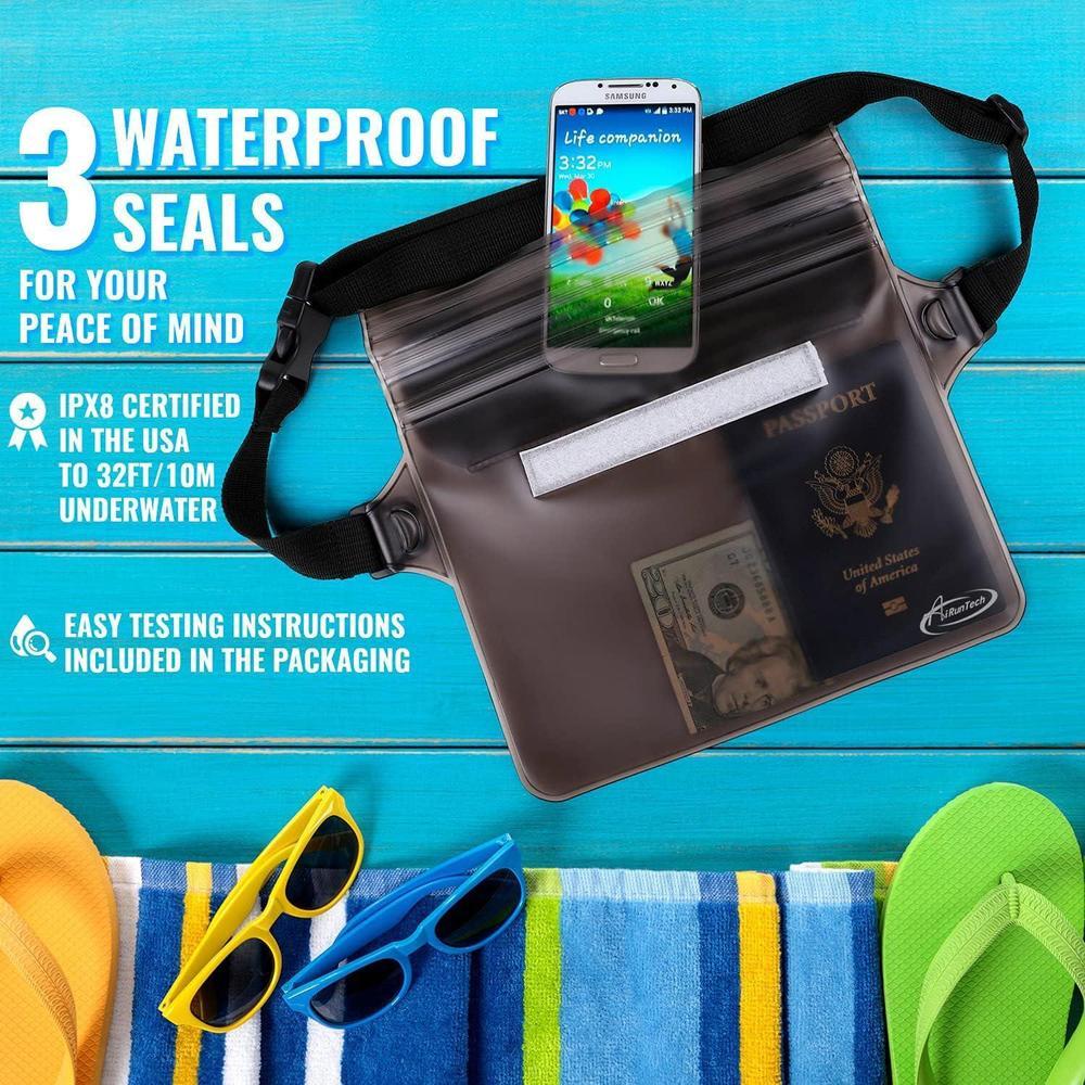 Bolsa impermeable AiRunTech con correa para la cintura, protege objetos de valor en actividades acuáticas