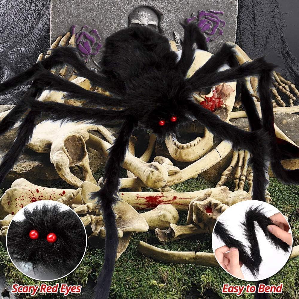 Telaraña de Halloween con araña gigante, espeluznante decoración para exteriores e interiores, ideal para fiestas