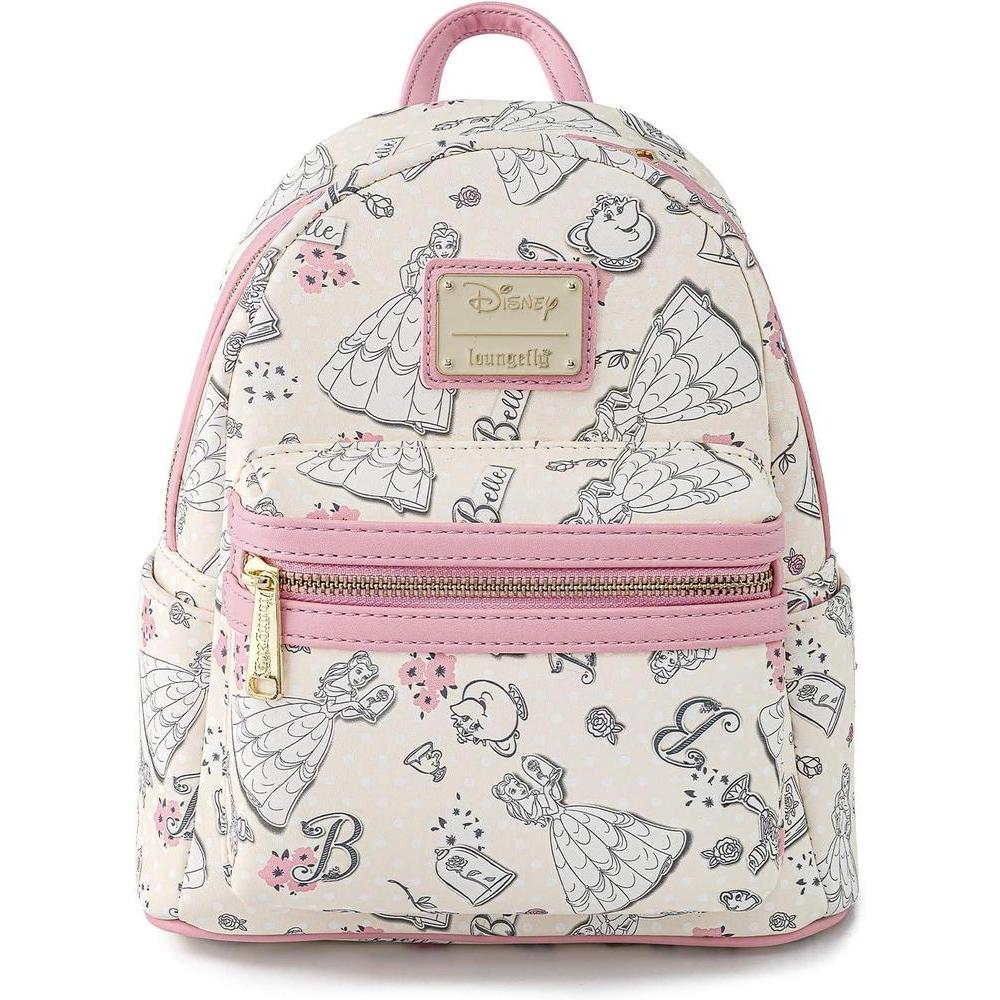 Loungefly Disney Beauty and the Beast Belle All Over Print Womens Double Strap Shoulder Bag Purse