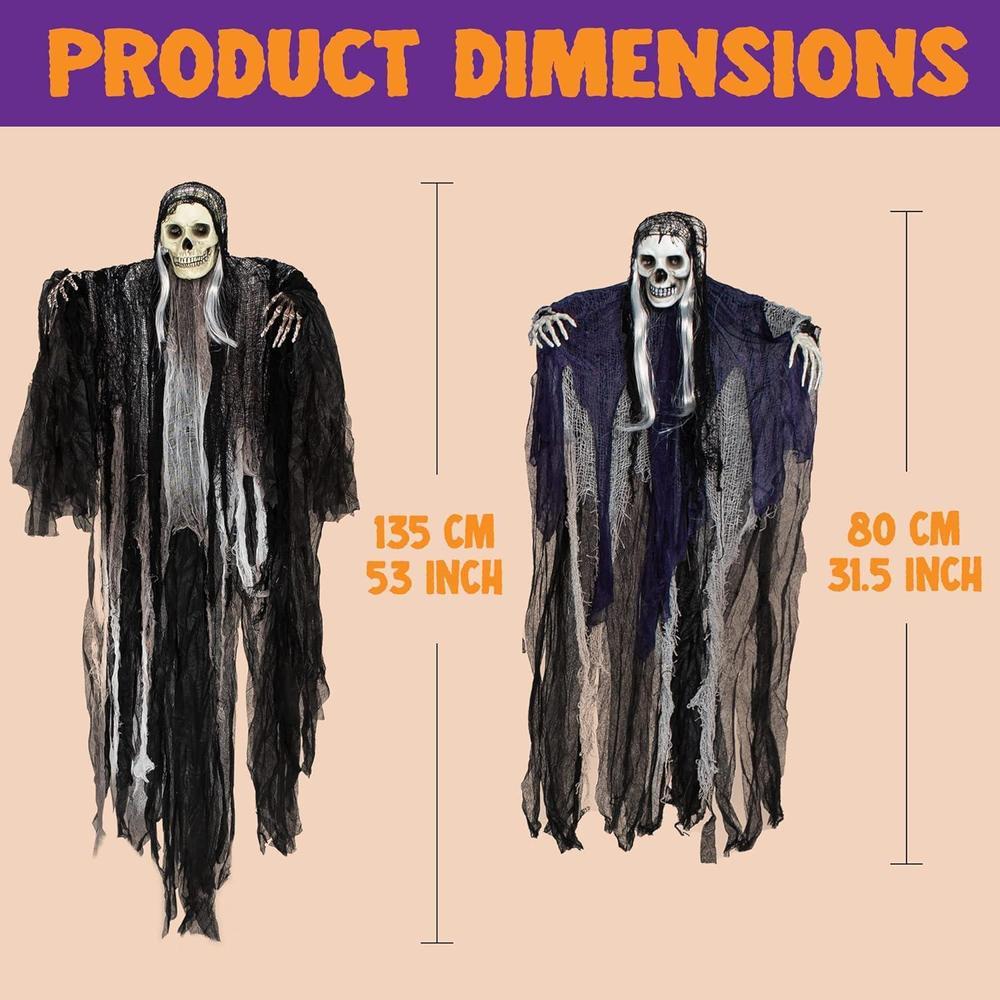 JOYIN decoraciones colgantes de esqueletos de Halloween, paquete de 3, brazos ajustables y material duradero para exteriores
