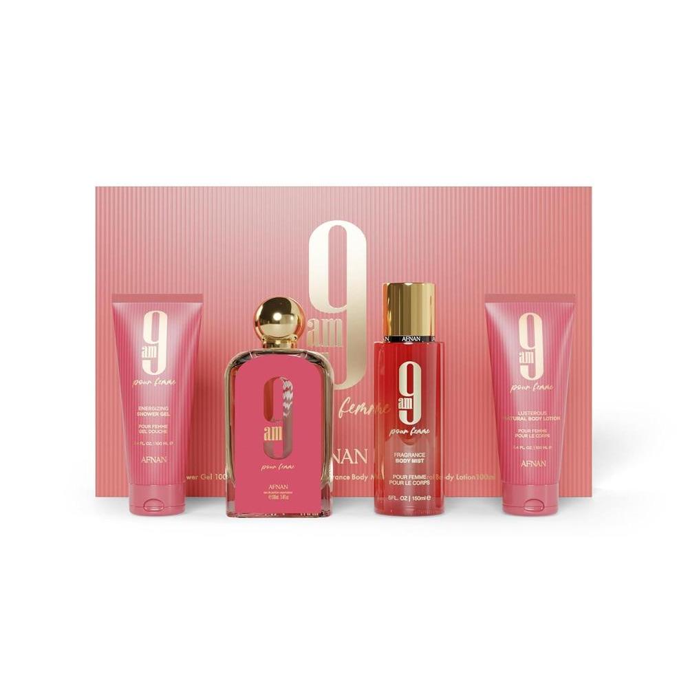 Afnan 9 AM Pour Femme 4-Piece Luxury Gift Set – Eau De Parfum