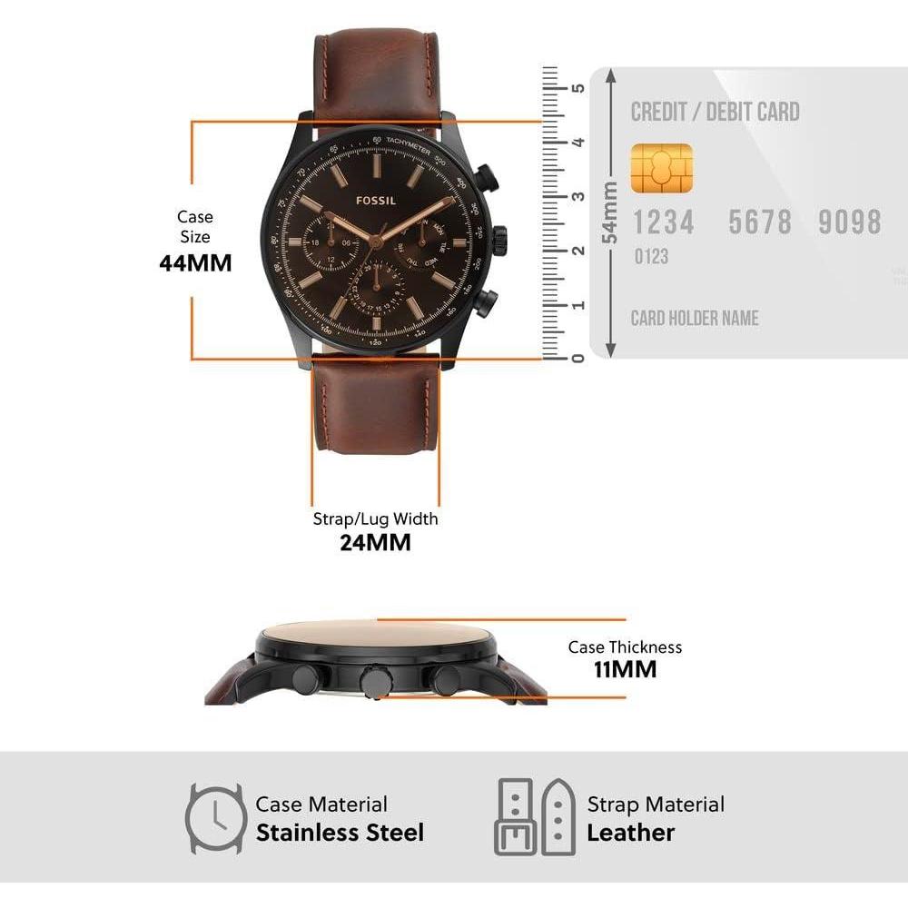 Fossil Sullivan Reloj de Pulsera Multifunción de Moda con Correa de Cuero Marrón para Hombre