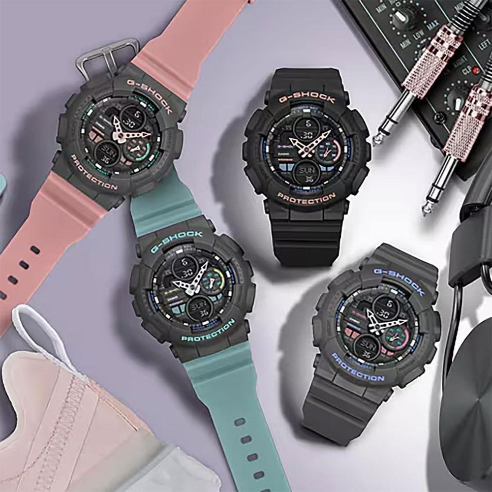 Reloj Casio Señoras G-Shock S-Series con Banda de Resina Rosa, Modelo GMAS140-4A, Analógico Digital