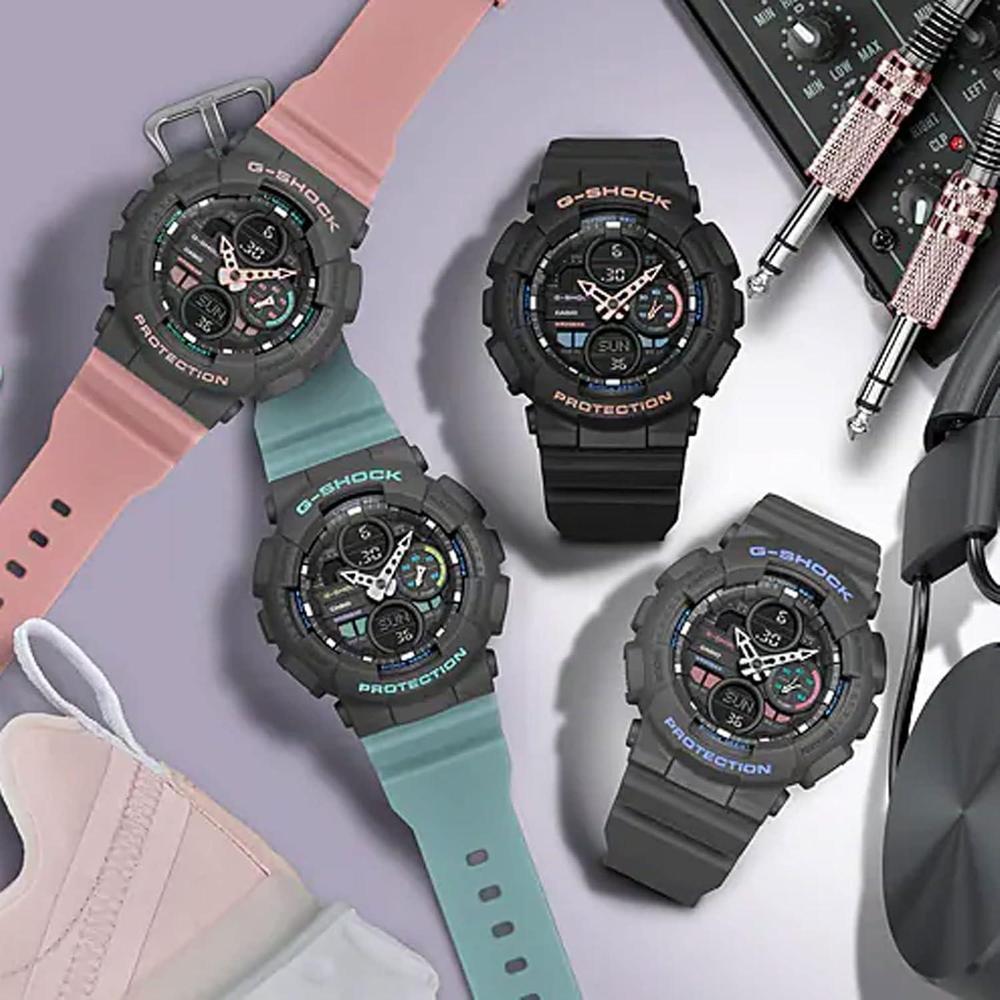 Reloj Casio Señoras G-Shock S-Series con Banda de Resina Rosa, Modelo GMAS140-4A, Analógico Digital