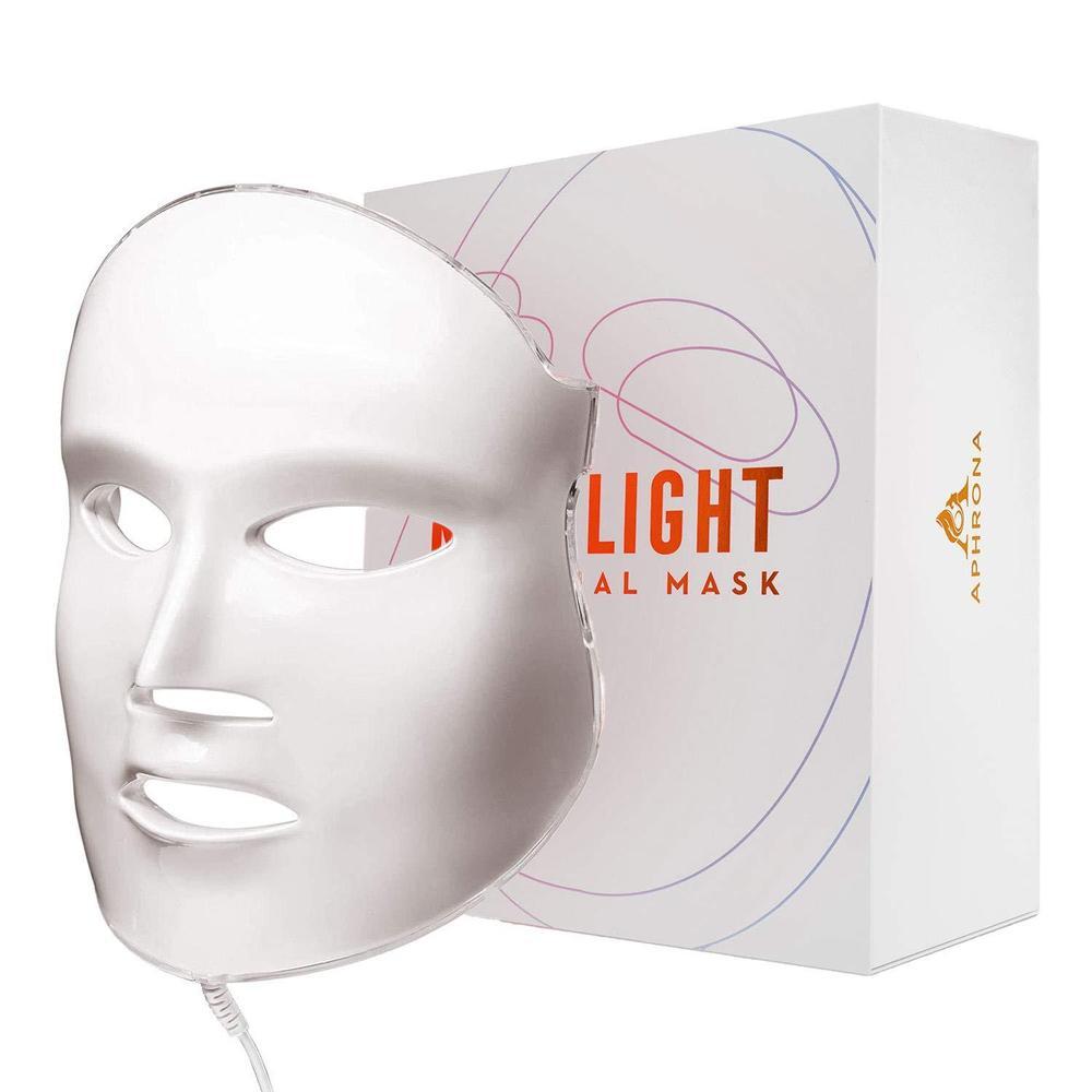Aphrona | Máscara facial de luz de luna LED aprobada por la FDA, terapia de luz LED luz roja azul para reducción de arrugas de eliminación de acné