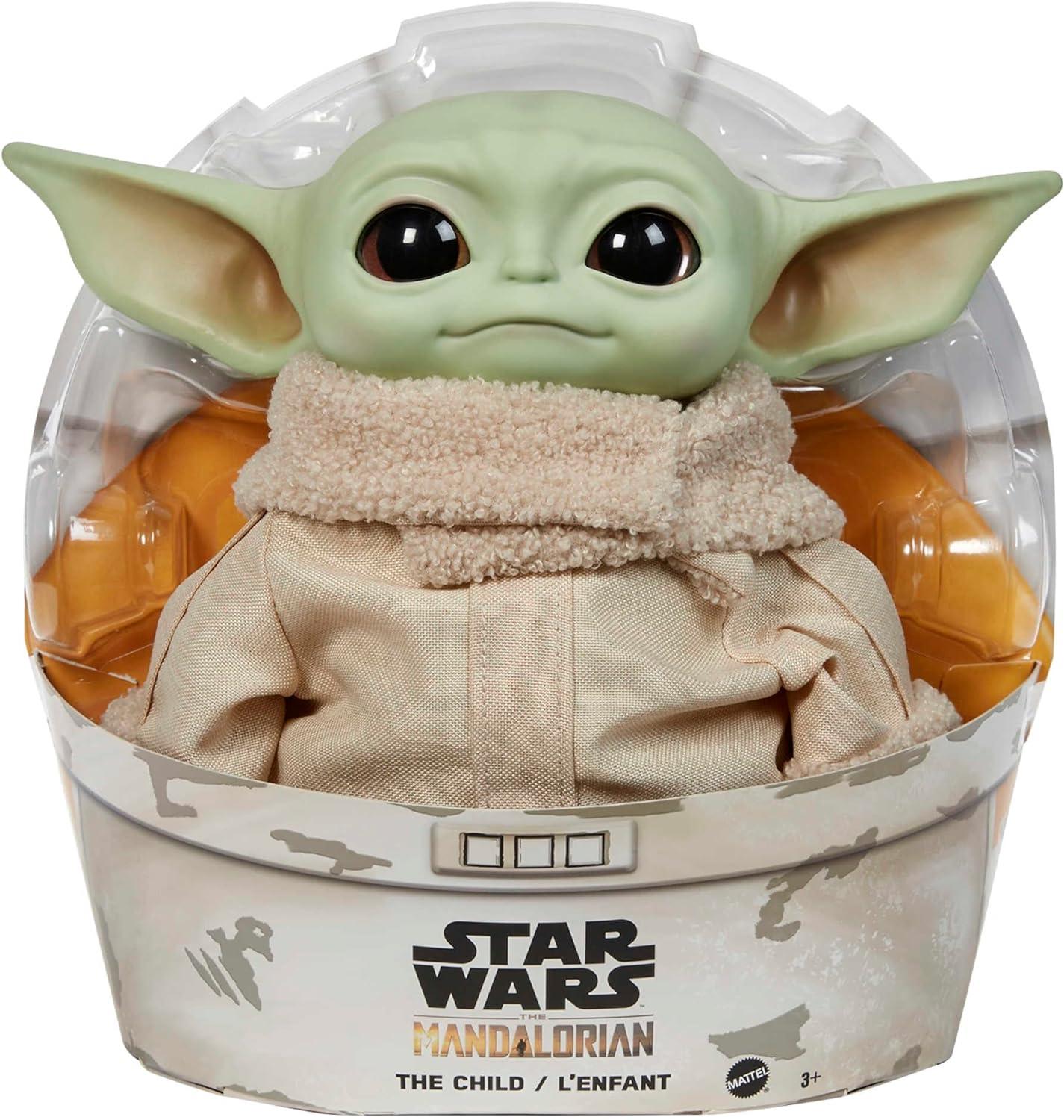 Mattel Juguetes de peluche de Star Wars, Grogu Soft Doll de The Mandalorian, figura de 11 pulgadas, animales de peluche coleccionables para niños