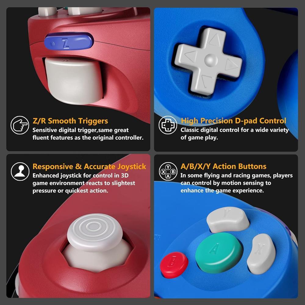 Controlador clásico Gamecube con cable para Nintendo Wii, compatible con Nintendo Switch y PC, tecnología USB