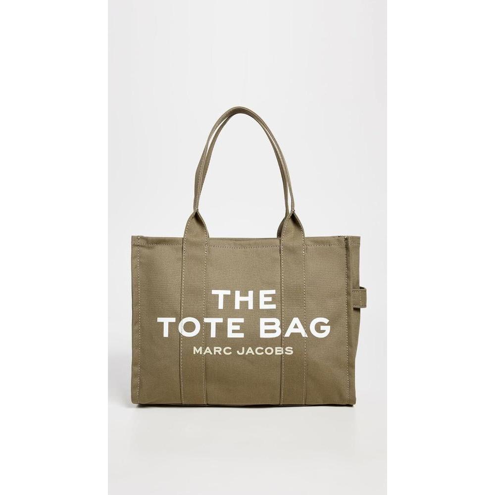 Marc Jacobs The Large Tote Bag bolso de lona para mujer con letras de bloque y parche característico