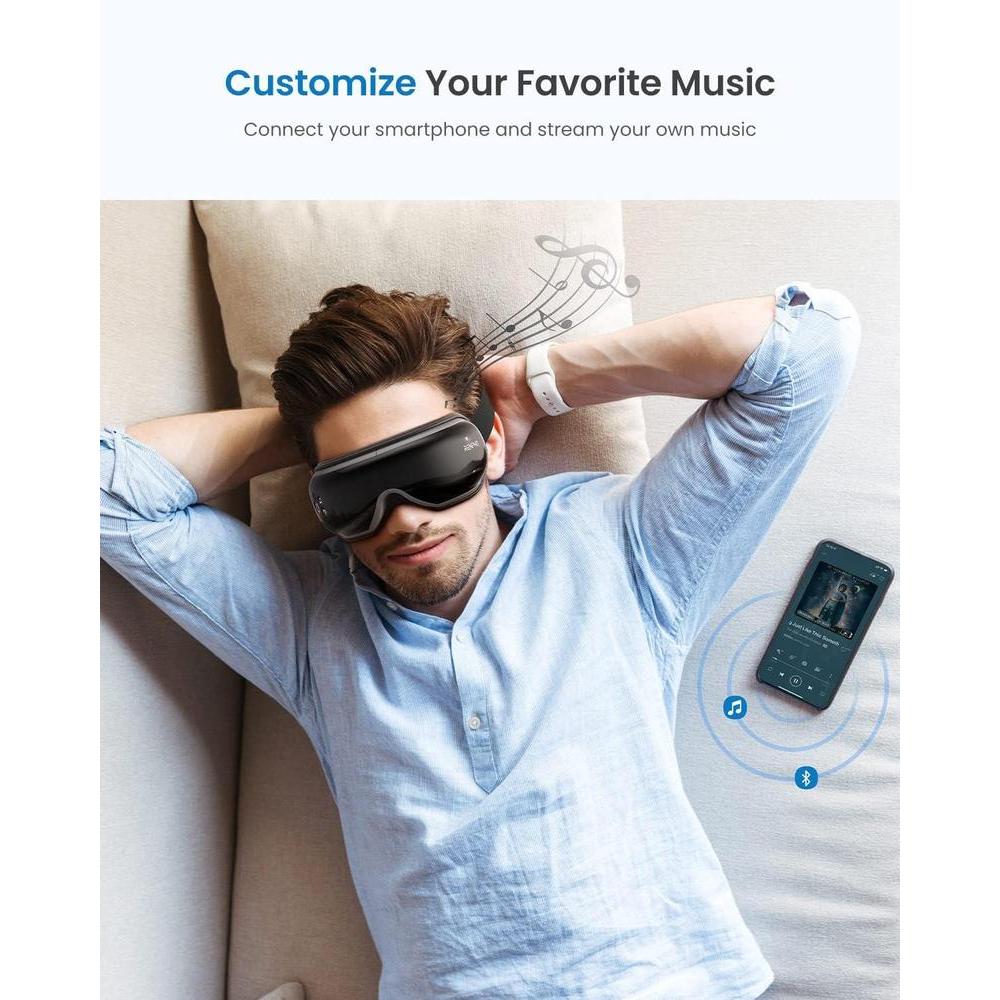 RENPHO Masajeador de Ojos con Calor y Música Bluetooth, alivia ojeras, bolsas y ojos secos. Mejora el descanso nocturno