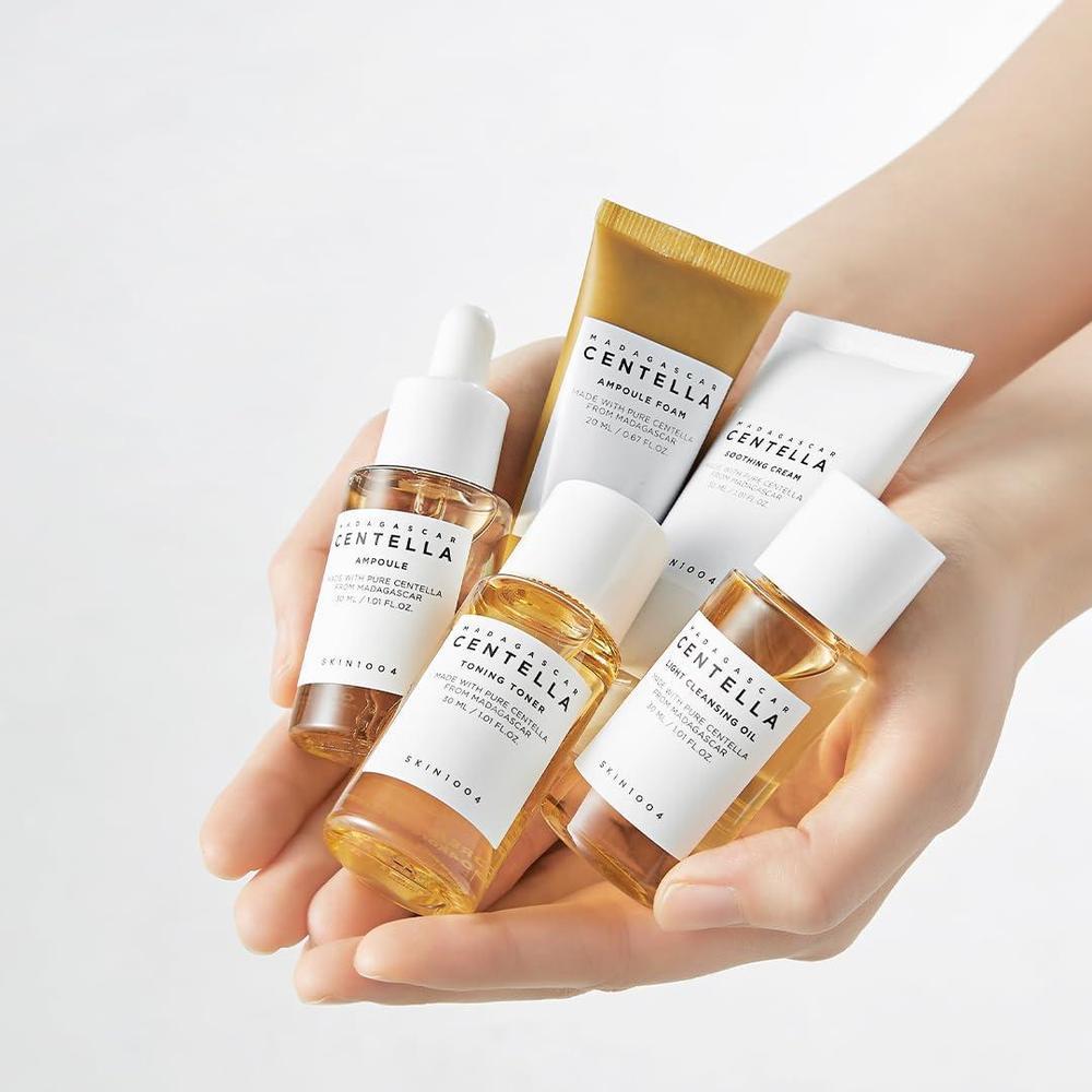 SKIN1004 Madagascar Centella Kit De Viaje Toner Ampolla Crema Calmante Aceite Limpiador Espuma De Ampolla
