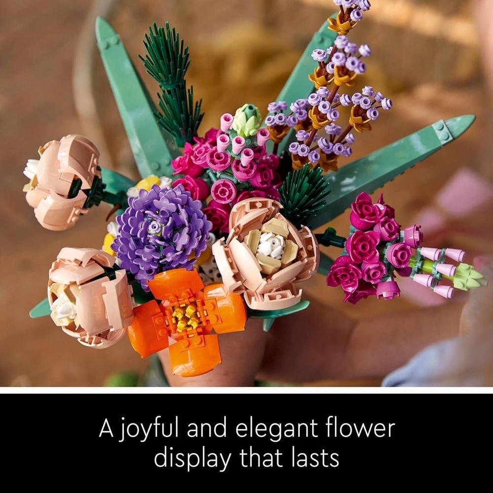 LEGO Icons 10280 - Ramo de flores artificiales con rosas, accesorios decorativos para el hogar, 36 cm, 756 piezas.