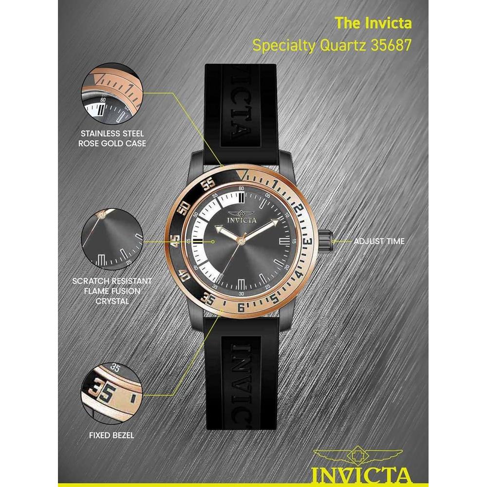 Reloj de cuarzo Invicta Specialty para hombre con correa de silicona, resistente al agua y manecillas luminosas