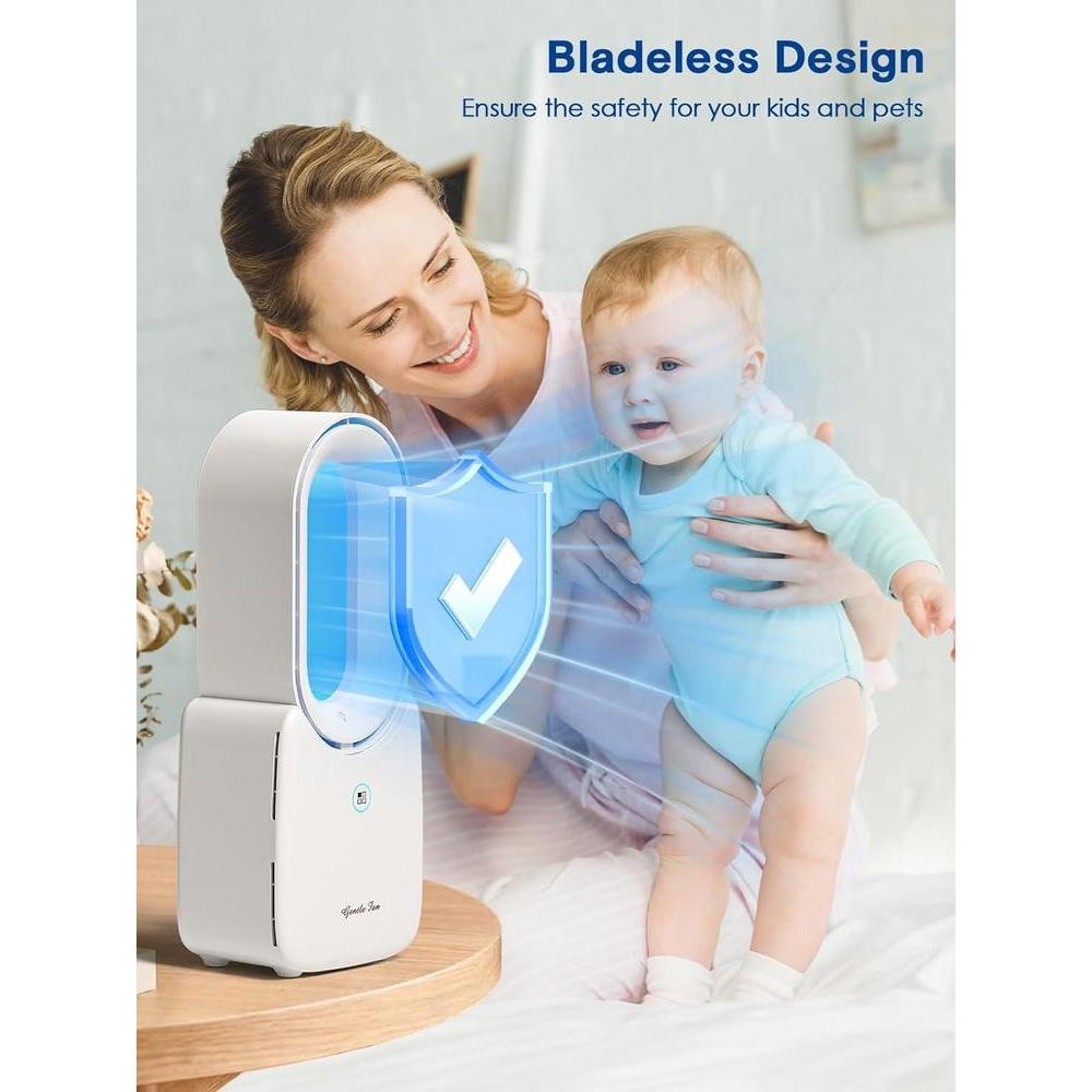 Ventilador Portátil De Escritorio Let'me Sin Aspas Con Iluminación LED De 5 Colores Y Control Táctil Seguro