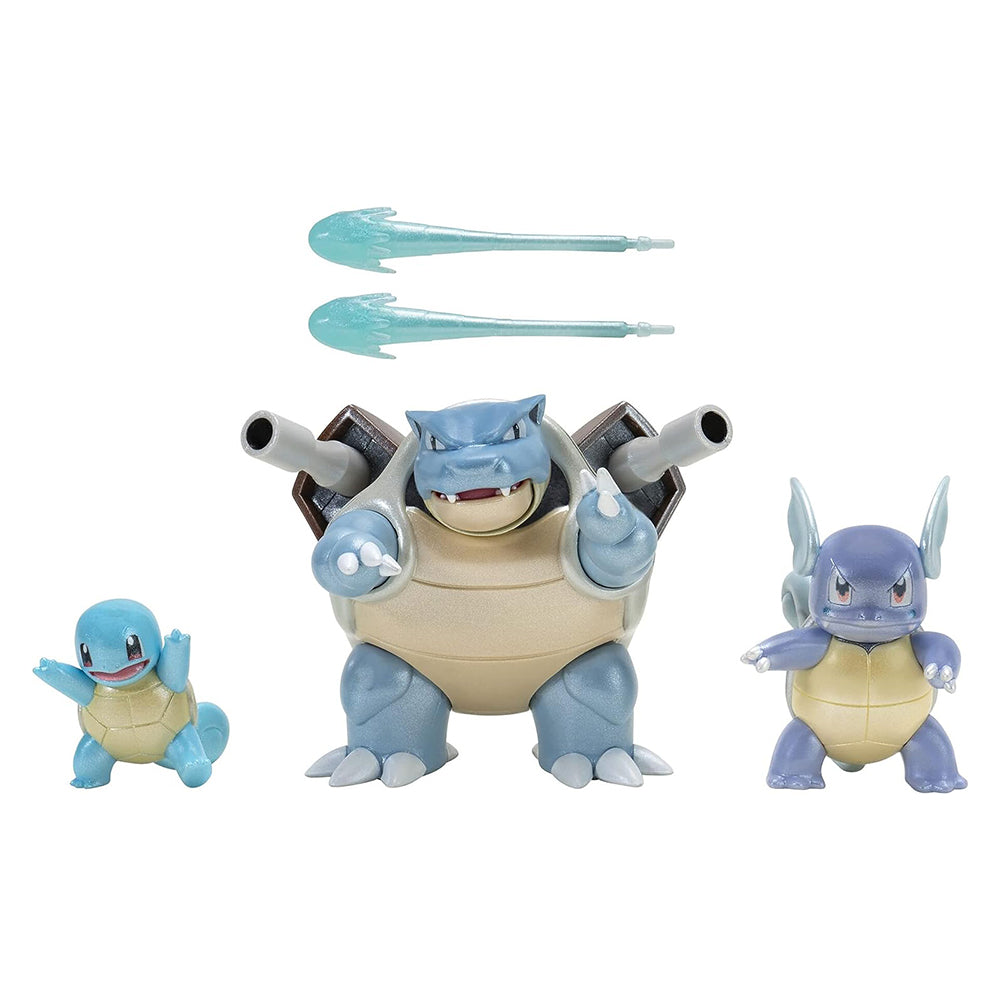 Pokemon Select Evolution 3 Pack - Features 2-Inch Squirtle, 3-Inch Wartortle & 4.5-Inch Blastoise Battle Figures - Authentic Details