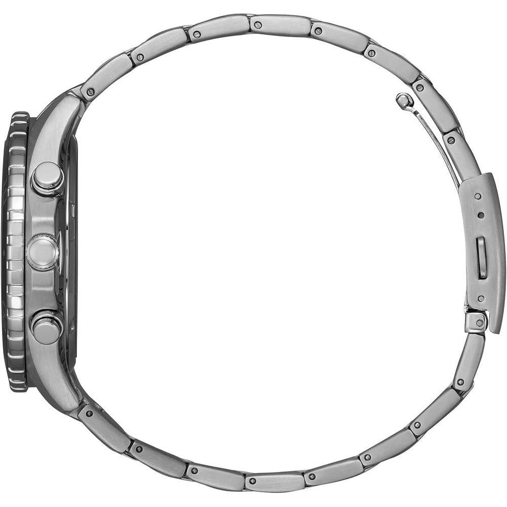 Citizen Reloj cronógrafo Eco-Drive Weekender para hombre en acero inoxidable plateado, esfera negra