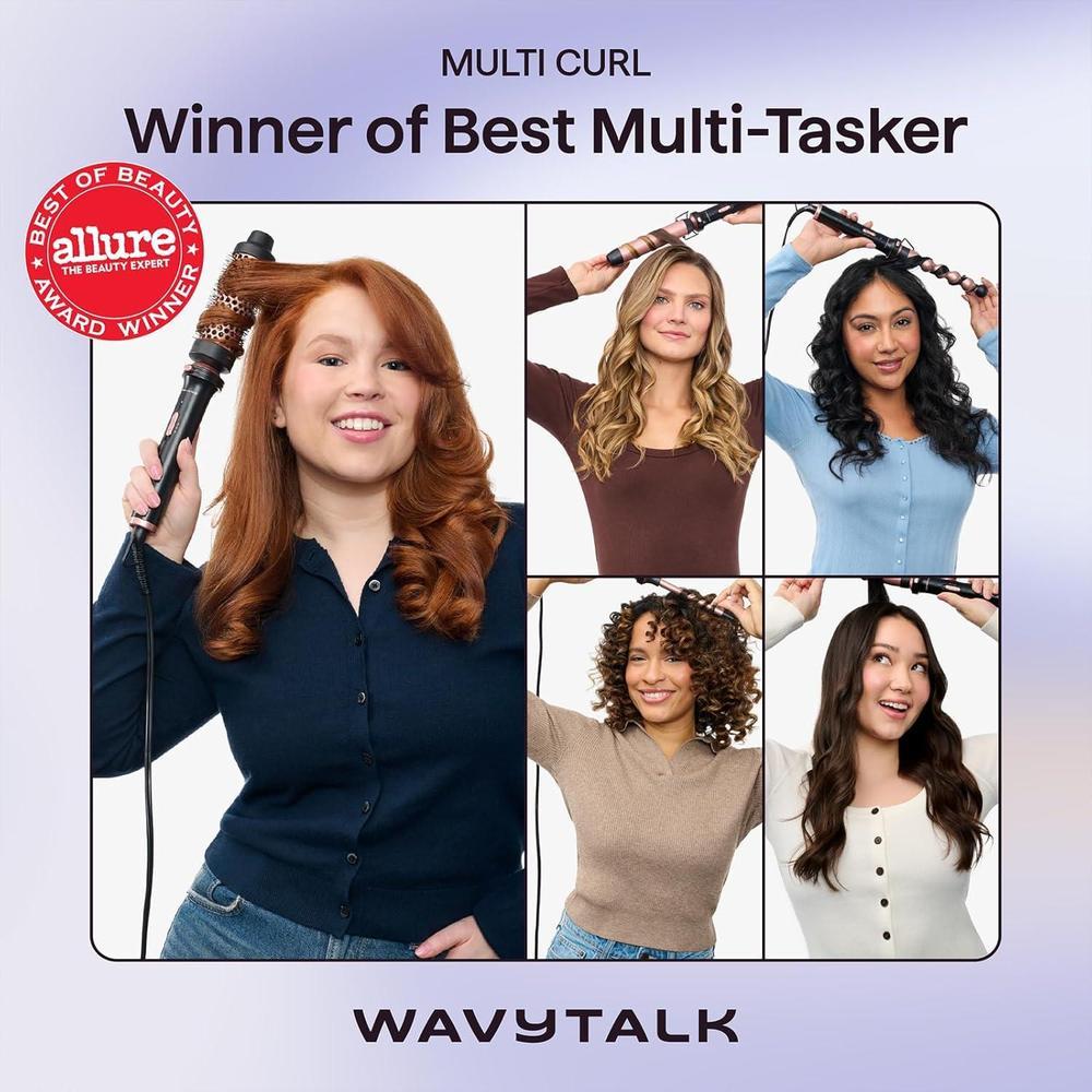 Wavytalk Juego de rizadores 5 en 1 con cepillo térmico y varitas rizadoras de cerámica intercambiables para peinados versátiles