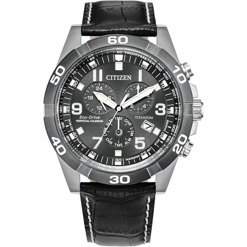 Citizen Men's Eco-Drive Sport Casual Brycen Chronograph Watch, Super Titanium™, Perpetual Calendar, Tachymeter 12/24 Hour Time, Alarm, Date