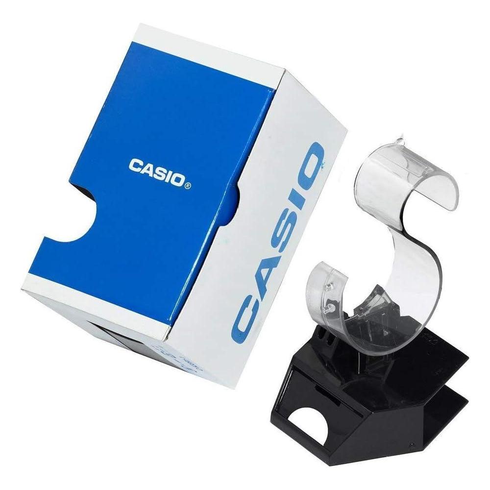 Reloj Casio para hombre analógico con esfera azul y banda de cuero marrón, movimiento de cuarzo japonés, resistente al agua
