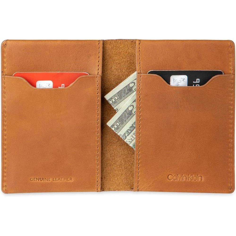 Billetera de cuero RFID para hombre de Calvin Klein, color bronceado, Duofold marrón, Talla única