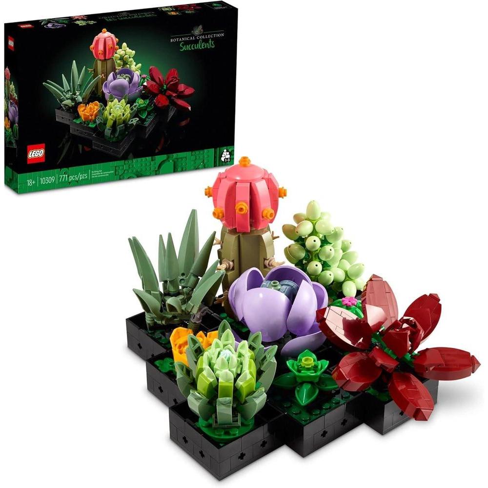 LEGO Icons Succulents Artificial Plant Set for Adults, Home Decor, Birthday, Creative Housewarming Gifts, Botanical Collection, Flower Bouquet Kit, 10309