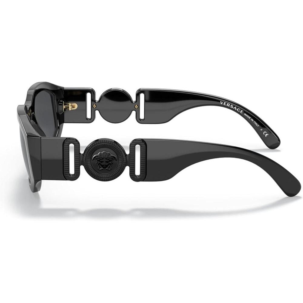 Versace Gafas de sol para hombre, montura negra, lentes gris oscuro, estilo elegante