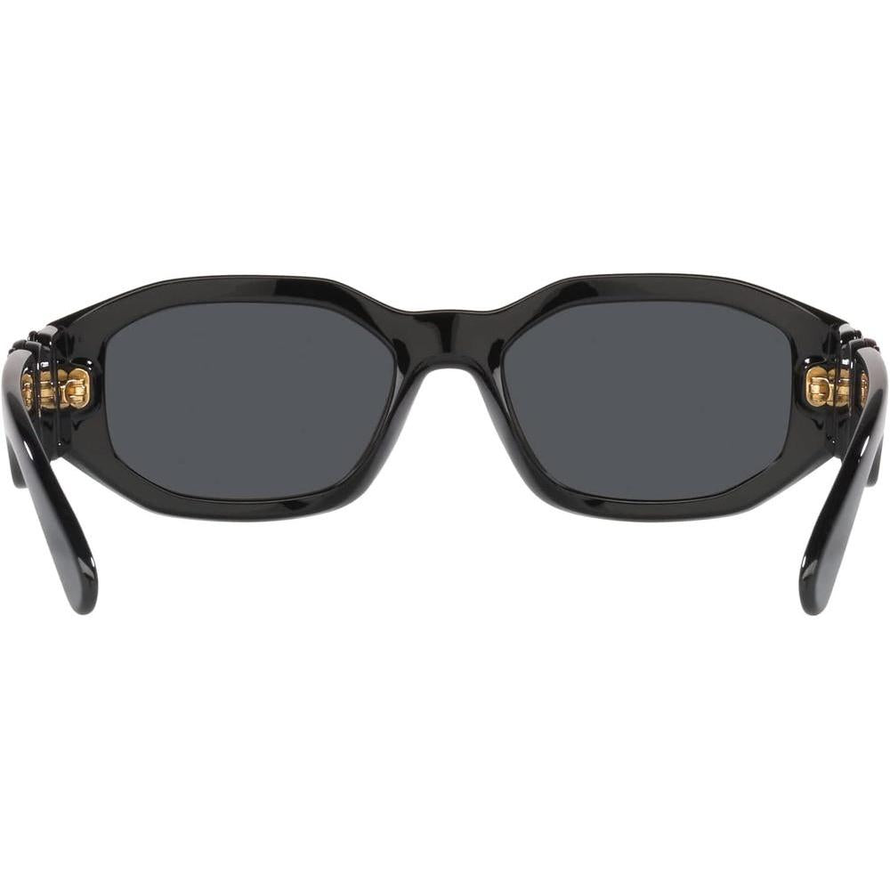 Versace Gafas de sol para hombre, montura negra, lentes gris oscuro, estilo elegante