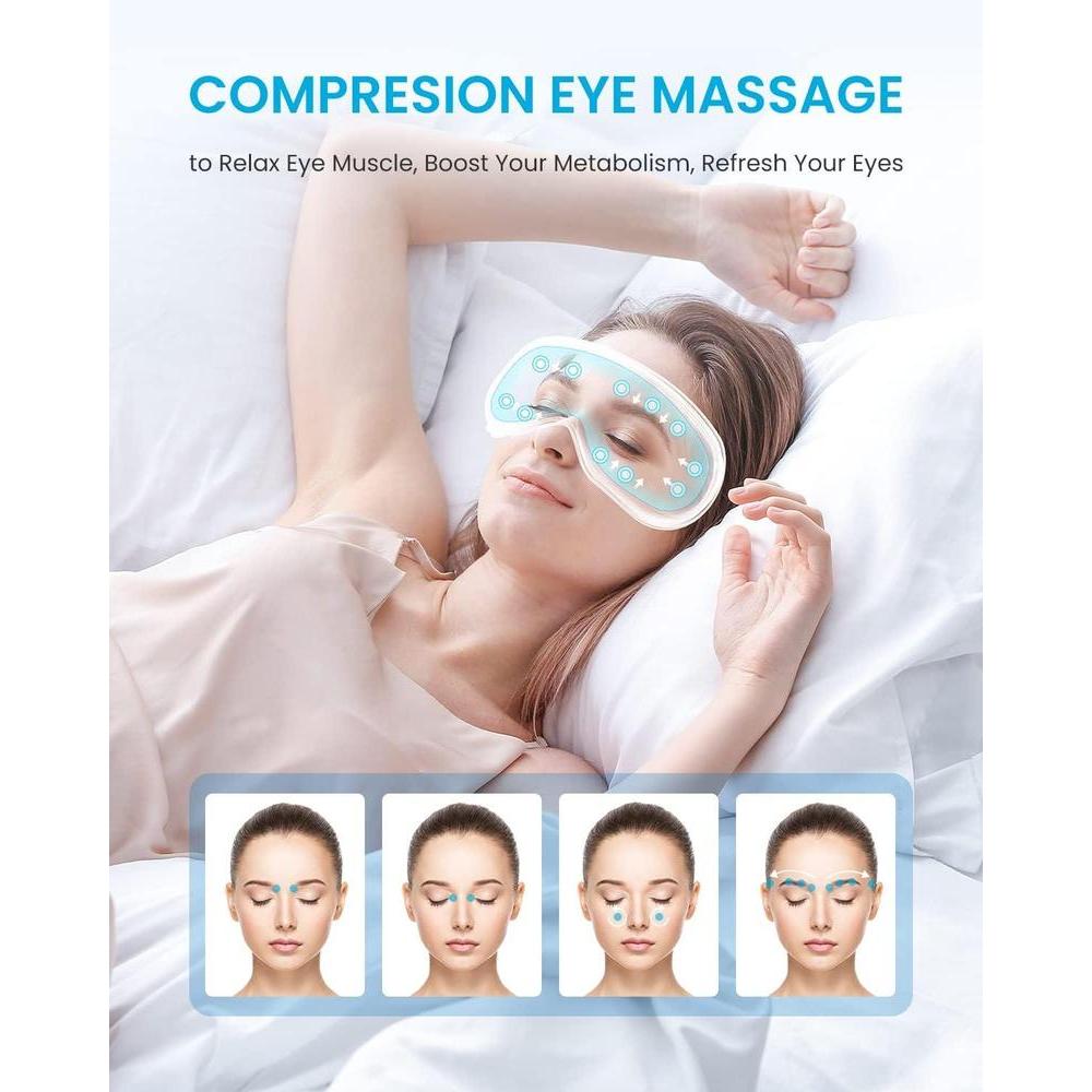 RENPHO Eyeris1 Masajeador de ojos con compresión, modo silencioso, Bluetooth y control remoto. Ideal para aliviar migrañas
