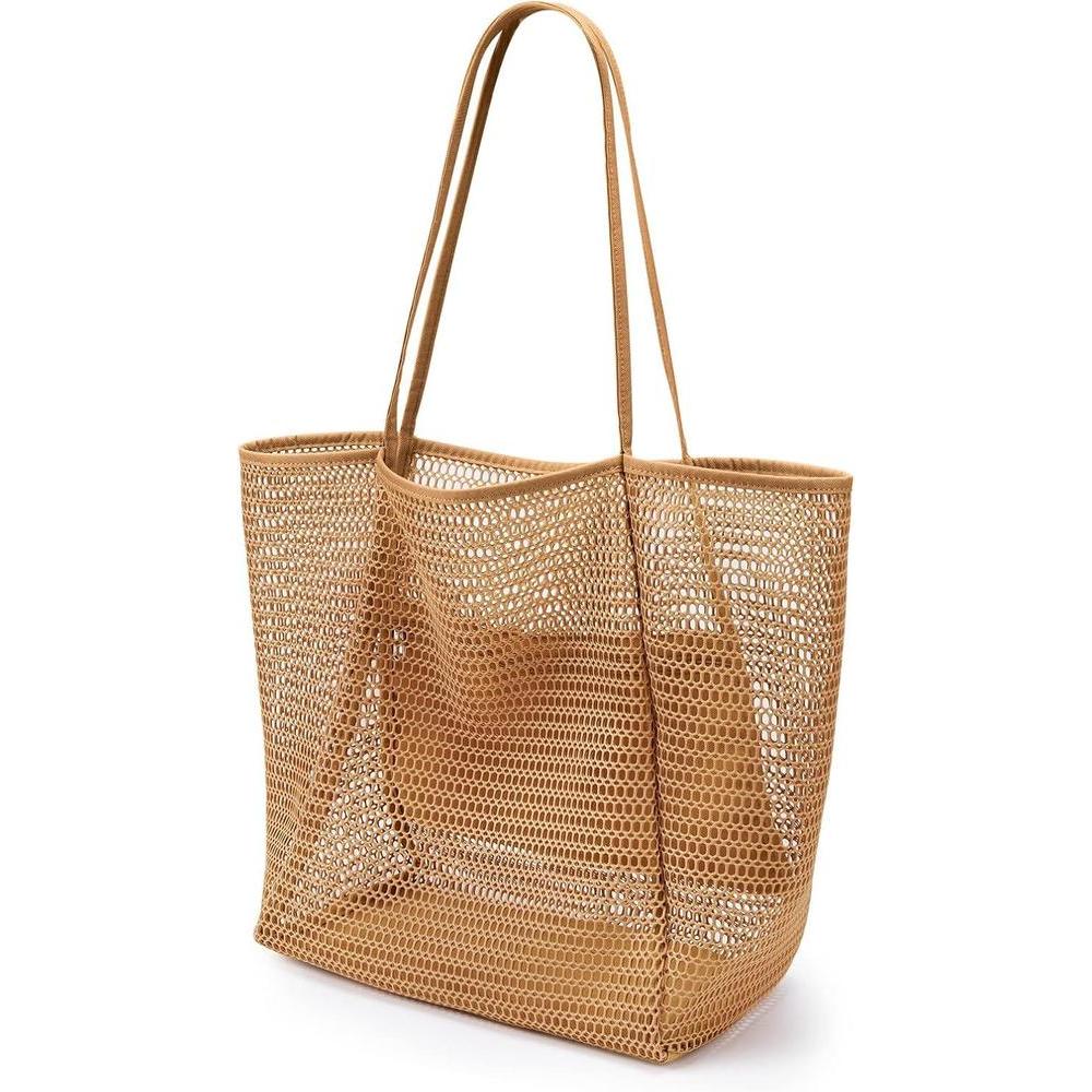 KALIDI BeachNylon Mesh Tote Bag, Casual Tote Bag Hobo Women Foldable MAX 23L Shoulder Bag For Beach Picnic Vacation