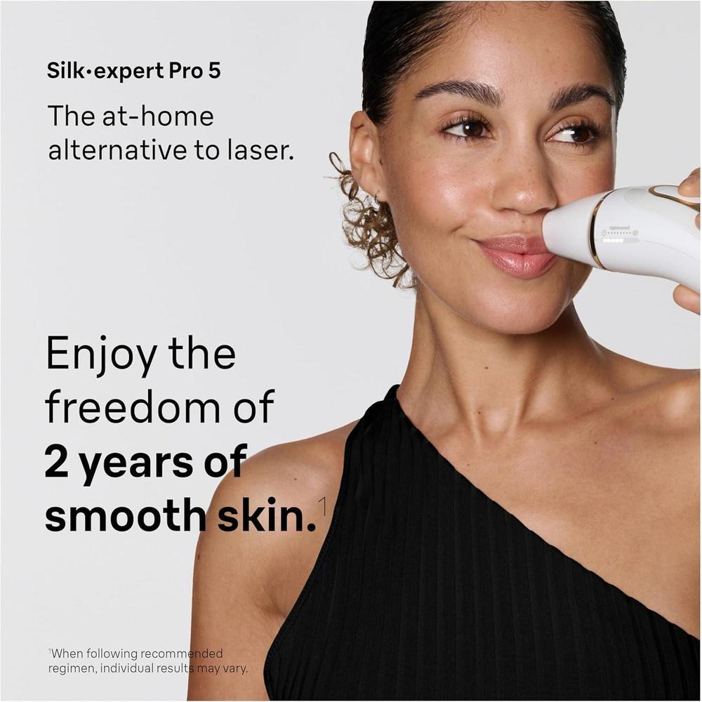 Braun IPL Silk·Expert Pro 5, sistema de depilación para mujeres y hombres, resultados duraderos con cabezales de precisión adicionales